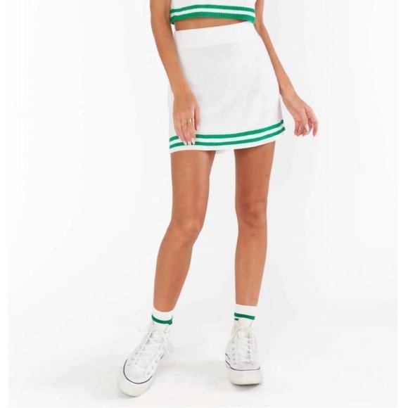 NWT Show Me Your MuMu Serve Skirt in Green Stripe Knit - Picture 6 of 11